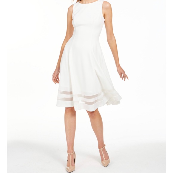 Calvin Klein | Dresses | Mesh Inset A Line Dress | Poshmark